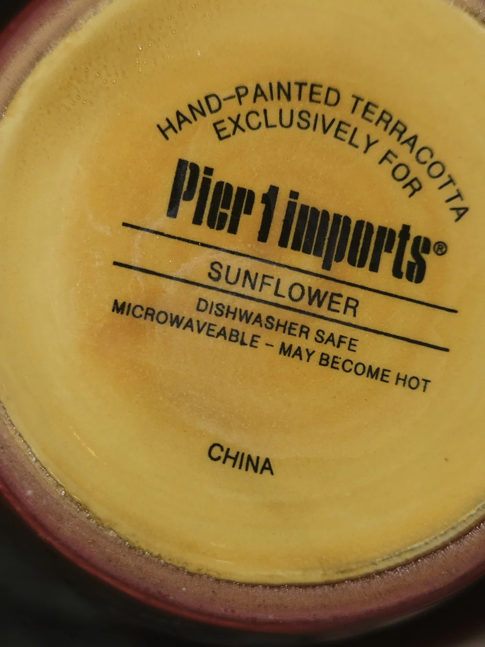 Pier 1 Imports Sunflower Coffee Mug Hand Painted Terracotta 12oz Set Of 2